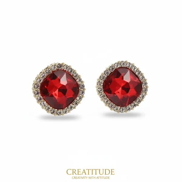 Royal_Red_Crystal_Stud_Earrings_|_Gold-Plated_Round_Cz_Border_Earrings_For_Women