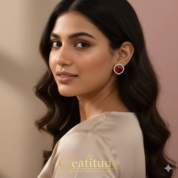 Royal_Red_Crystal_Stud_Earrings_|_Gold-Plated_Round_Cz_Border_Earrings_For_Women