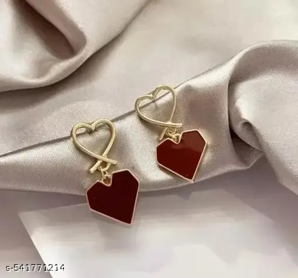 Red_Enamel_Heart_Drop_Earrings_|_Playful_Gold-Tone_Statement_Jewellery_For_Women