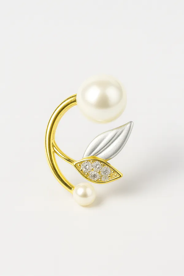 Gold_Pearl_&_Leaf_Earrings_|_Elegant_Dual-Tone_Crystal_Accent_Jewellery_For_Women
