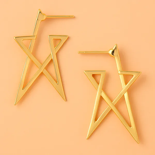 Gold_Geometric_Star_Earrings_|_Modern_Statement_Drop_Jewellery_For_Women