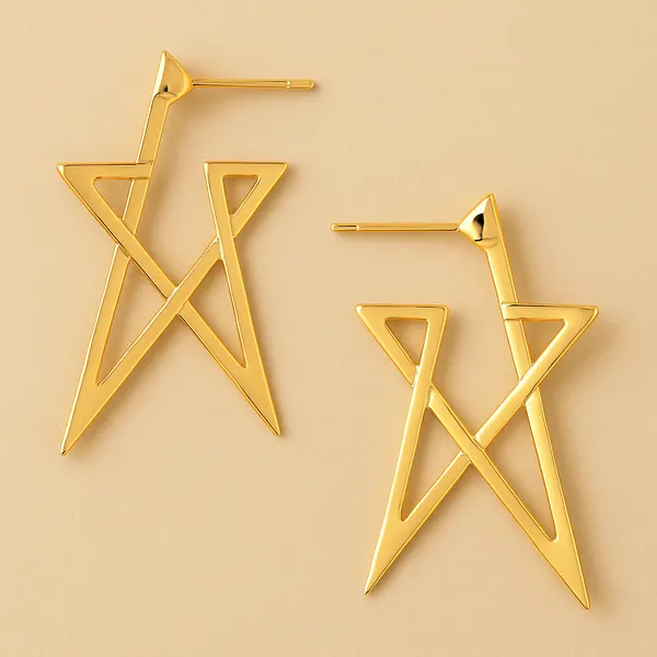 Gold_Geometric_Star_Earrings_|_Modern_Statement_Drop_Jewellery_For_Women
