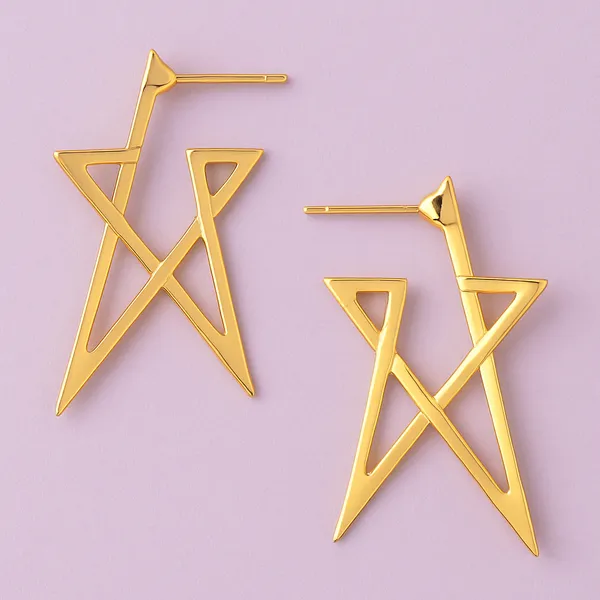 Gold_Geometric_Star_Earrings_|_Modern_Statement_Drop_Jewellery_For_Women