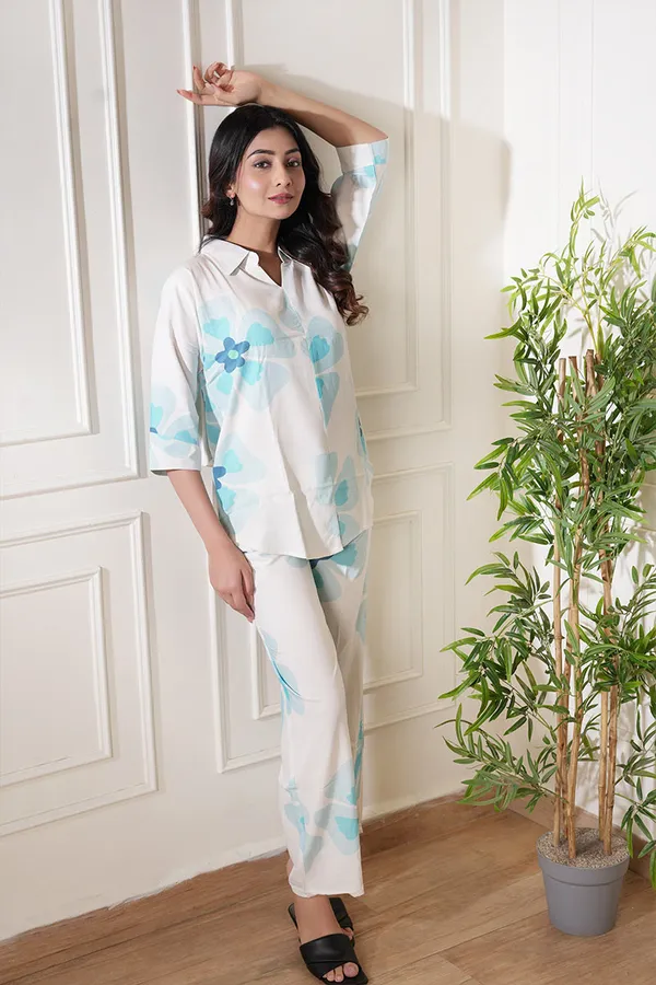 White_Soft_Sky_Floral_Co-Ord_Set_Breezy_Daywear_For_Effortless_Style_For_Women