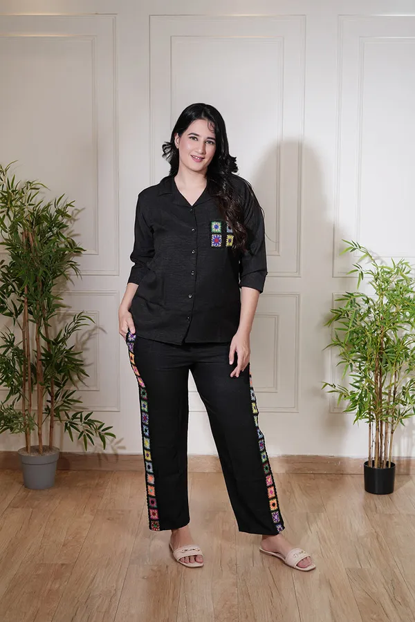 Black_Crochet_Touch_Linen_Comfort_Co-Ord_Set_For_Women