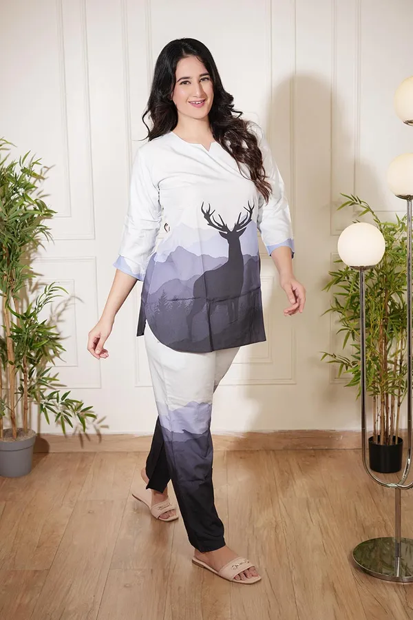 White_And_Lavender_Luxury_Comfort_Rayon_Co-Ord_Set_|_Modern_Nature-Inspired_Design_For_Women