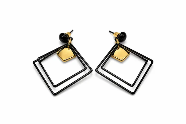 Geometric_Black_Gold_Dangling_Earrings