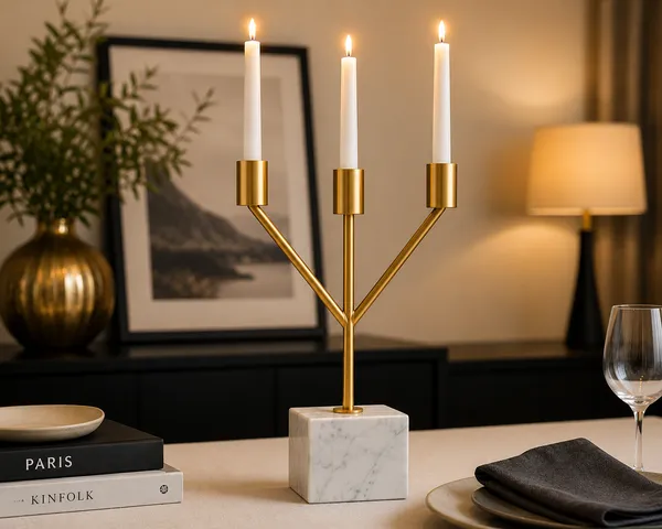 3-Arm_Candelabra_with_White_Marble_Base,_Gold_Metal