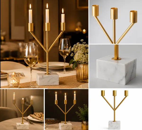 3-Arm_Candelabra_with_White_Marble_Base,_Gold_Metal