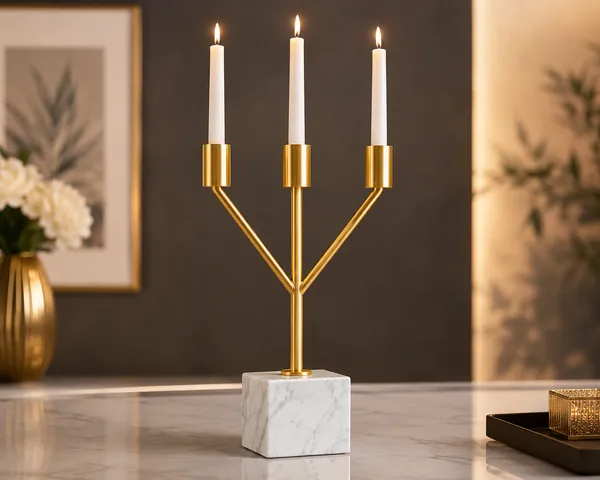 3-Arm_Candelabra_with_White_Marble_Base,_Gold_Metal