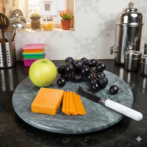 Premium_Green_Marble_Chakla_For_Roti_24Cm_Natural_Stone_Rolling_Board_Elegant_Round_Cheese_Platter_Serving_Board_For_Kitchen_Dining_Handcrafted_Marble_Pastry_Board_Deep_Forest_Green
