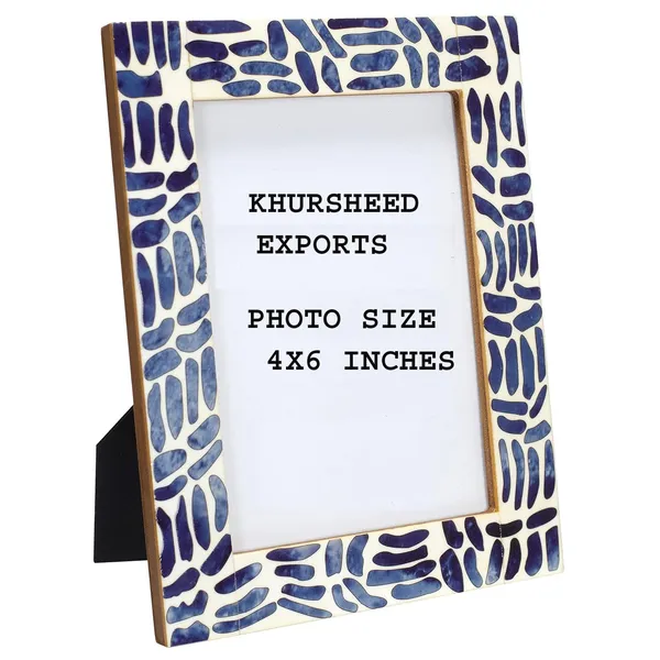 Decorative_Photo_Frame_Blue_And_White_Mosaic_Pattern_4X6_Inches_Table_Top_Display