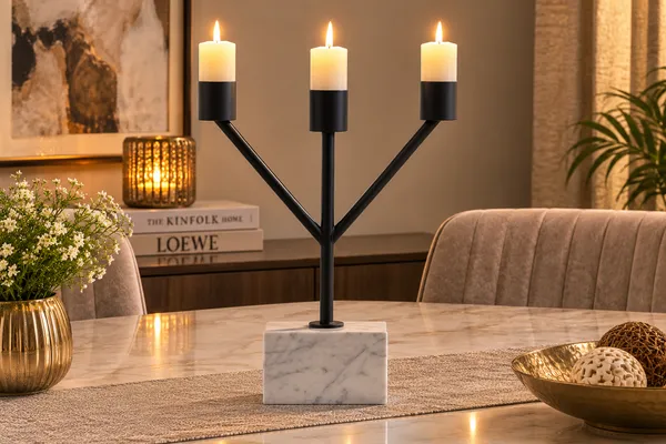 Candle_Stand_,_3-Arm_Candelabra_with_White_Marble_Base,_Black_Metal