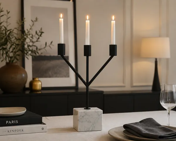 Candle_Stand_,_3-Arm_Candelabra_with_White_Marble_Base,_Black_Metal