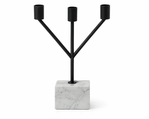 Candle_Stand_,_3-Arm_Candelabra_with_White_Marble_Base,_Black_Metal