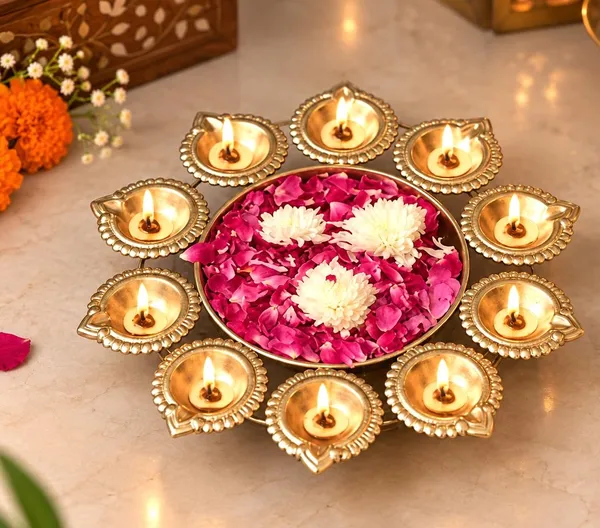 10_Diya_Shape_Flower_Decorative_Urli_Bowl_for_Home_Handcrafted_Bowl_for_Floating_Flowers_and_Tea_Light_Candles,_Office_and_Table_Decor|_Diwali_Decoration_Items_Set_of_4,_Size_-_24x24_CM