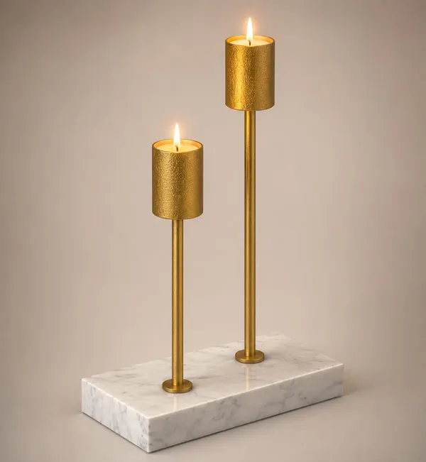 Dual_Candleholder_with_Marble_Base,_Gold_Metal_Stems
