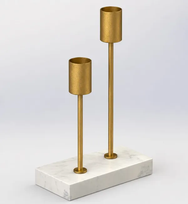 Dual_Candleholder_with_Marble_Base,_Gold_Metal_Stems