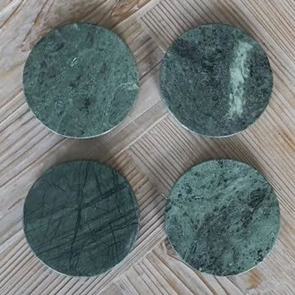 Green_Marble_Coaster_Set_of_4_Round_Coasters_Bohemian_Style