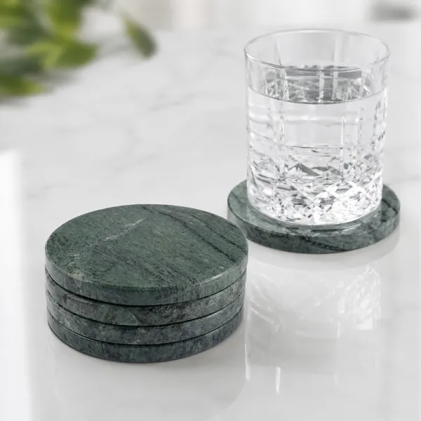 Green_Marble_Coaster_Set_of_4_Round_Coasters_Bohemian_Style