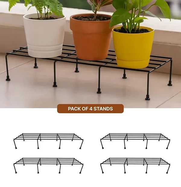 Plant_Stand_|_Black,_(Set_of_4)_120_KG_Load_Capacity,_Anti-Rust_Metal_with_Non-Bendable_Legs_|_Ideal_for_Plant_Stands_for_Outdoor_Balcony,_Indoor_Living_Room,_Flower_Pot_Stand_for_Balcony,_Planters_for_Home_Decor