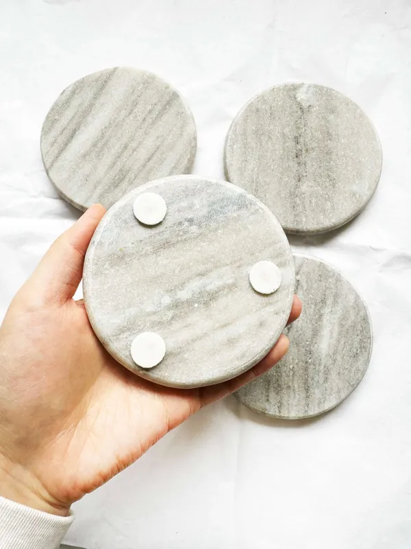 Premium_Round_Marble_Coasters,_Set_of_4,_Grey_Color