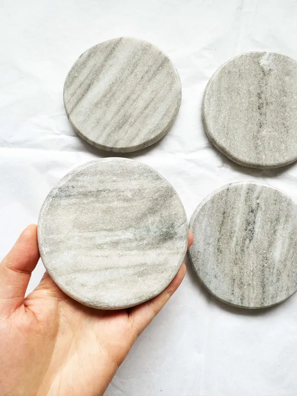 Premium_Round_Marble_Coasters,_Set_of_4,_Grey_Color