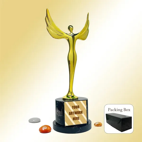 Golden_Winged_Victory_Figure_On_Wooden_Base