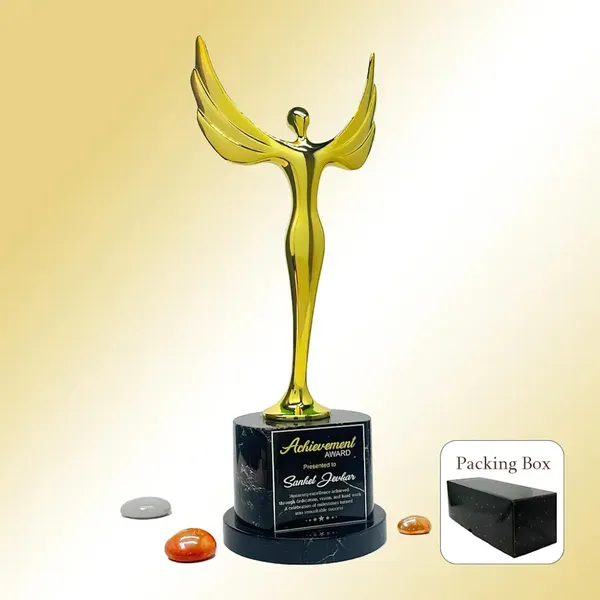 Golden_Winged_Victory_Figure_On_Wooden_Base