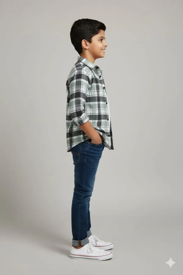 Light_Green_Cotton_Kids_Light_Check_Printed_Shirt_For_Kids