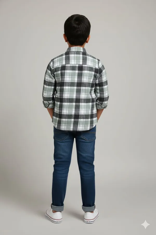 Light_Green_Cotton_Kids_Light_Check_Printed_Shirt_For_Kids