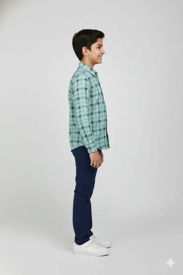 Green_Cotton_Kids_Check_Shirt_For_Kids