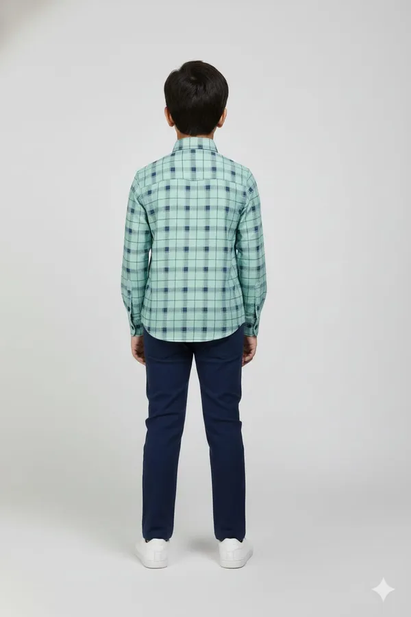 Green_Cotton_Kids_Check_Shirt_For_Kids