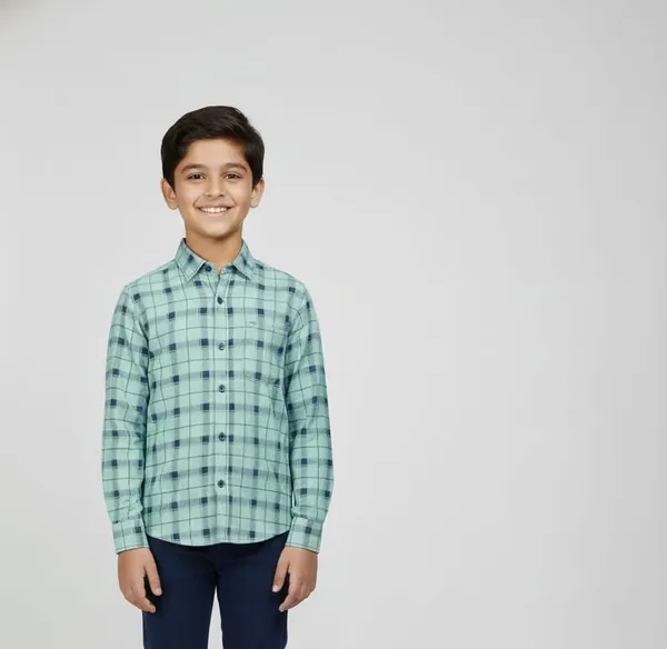 Green_Cotton_Kids_Check_Shirt_For_Kids