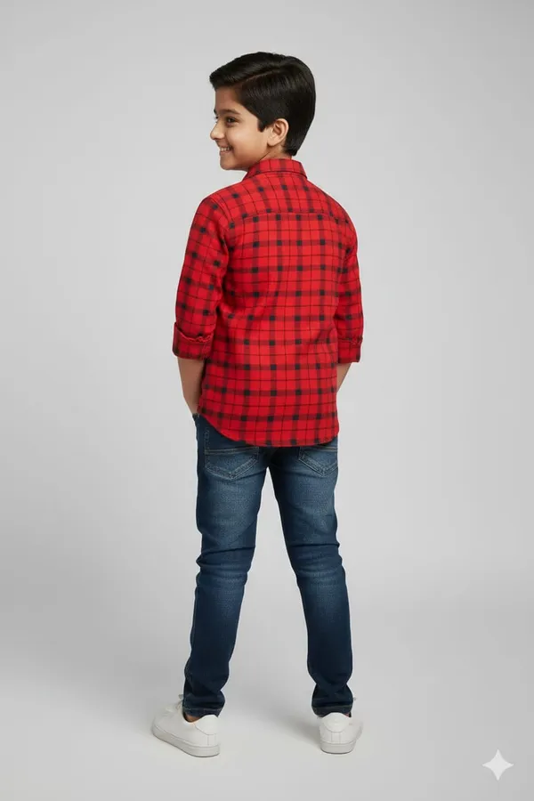Red_Cotton_Kids_Check_Shirt_For_Kids