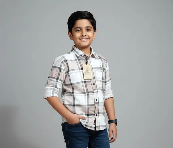Beige_And_White_Cotton_Kids_Check_Shirt_For_Kids