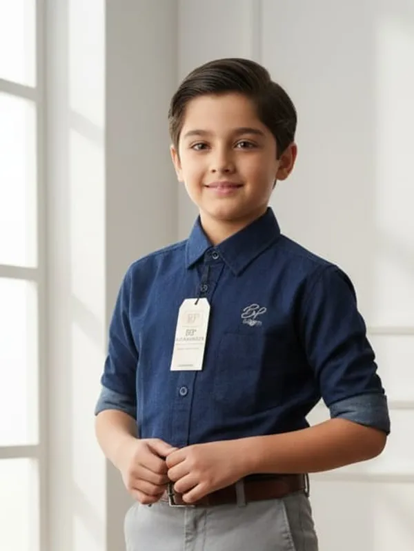 Navy_Blue_Cotton_Kids_Plain_Shirt_For_Kids