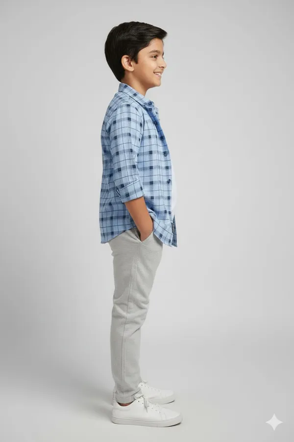 Blue_Cotton_Kids_Check_Shirt_For_Kids