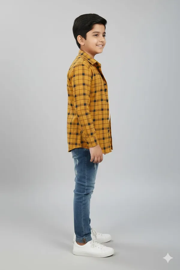 Magnet_Yellow_Cotton_Kids_Check_Shirt_For_Kids