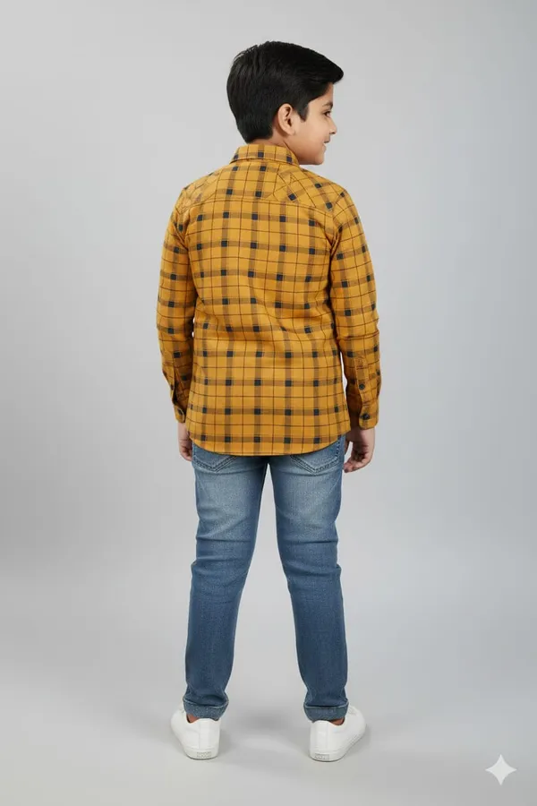 Magnet_Yellow_Cotton_Kids_Check_Shirt_For_Kids