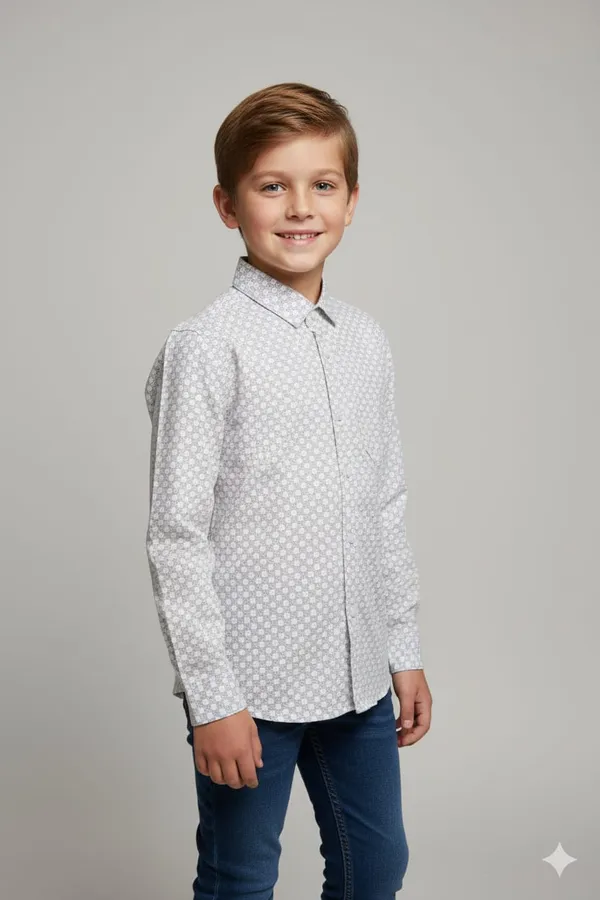 White_Gray_Cotton_Kids_Light_Printed_Shirt_For_Kids