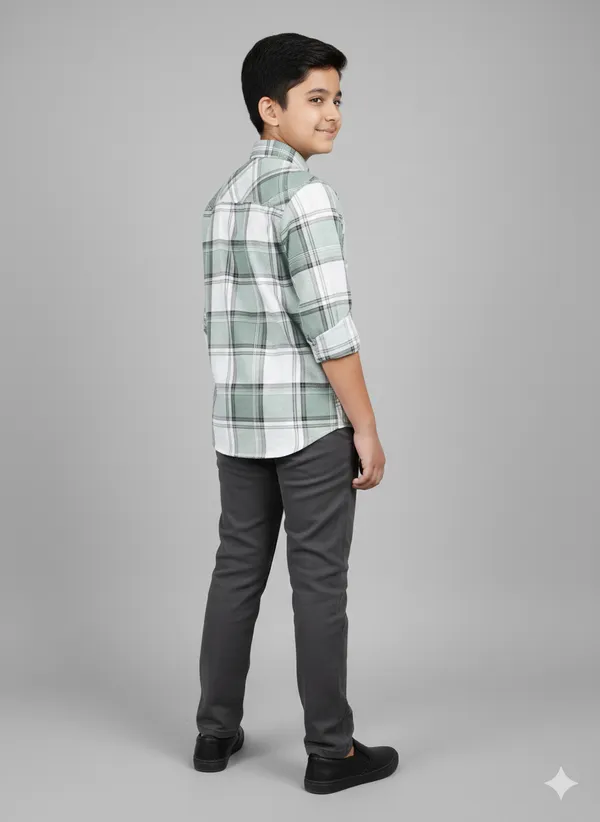 Light_Green_Cotton_Kids_Check_Shirt_For_Kids