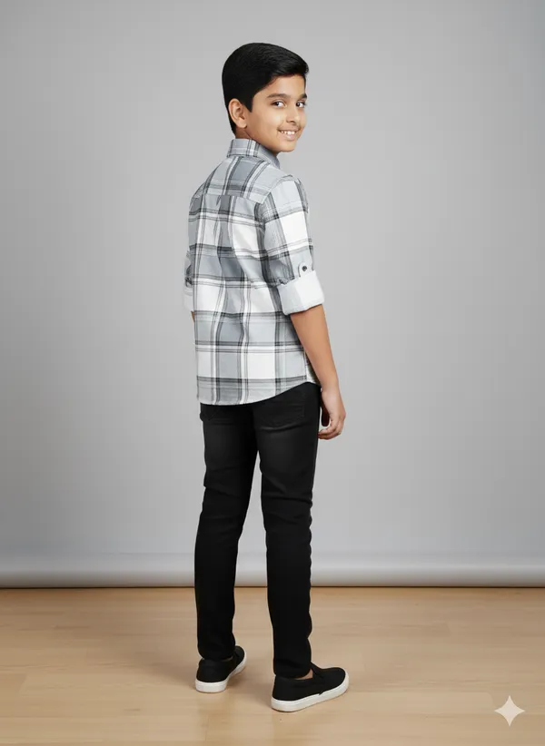 Gray_And_White_Cotton_Kids_Check_Shirt_For_Kids