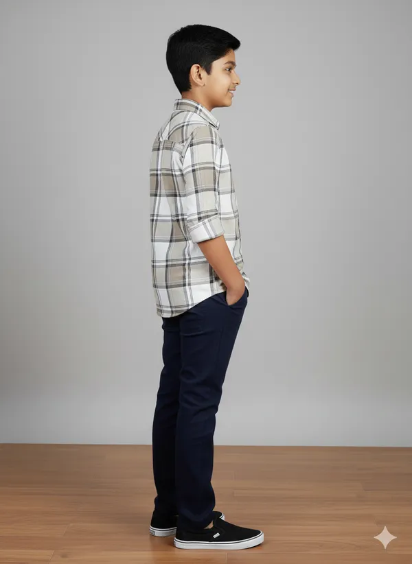 Beige_Gray_Cotton_Kids_Check_Shirt_For_Kids