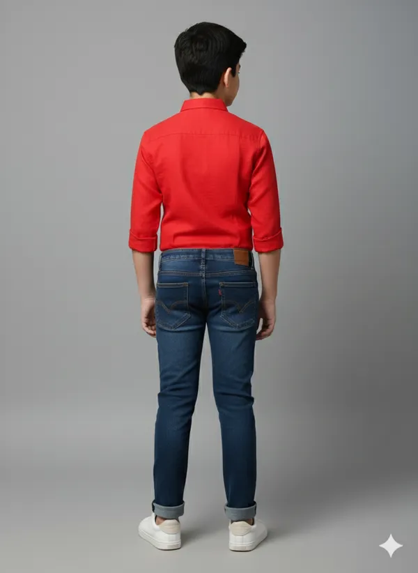 Red_Cotton_Kids_Plain_Shirt_For_Kids