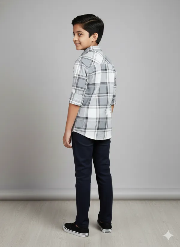 Gray_Cotton_Kids_Check_Shirt_For_Kids