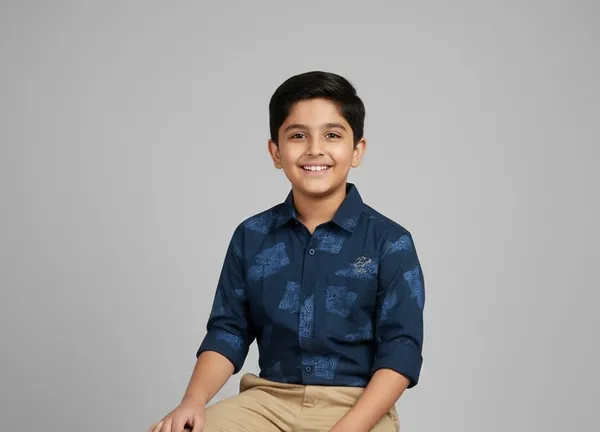 Navy_Blue_Cotton_Kids_Printed_Shirt_For_Kids