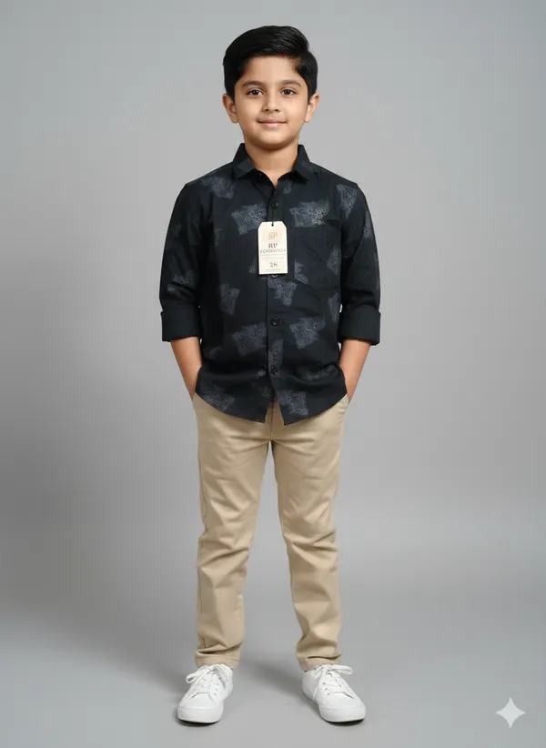 Black_Cotton_Kids_Printed_Shirt_For_Kids