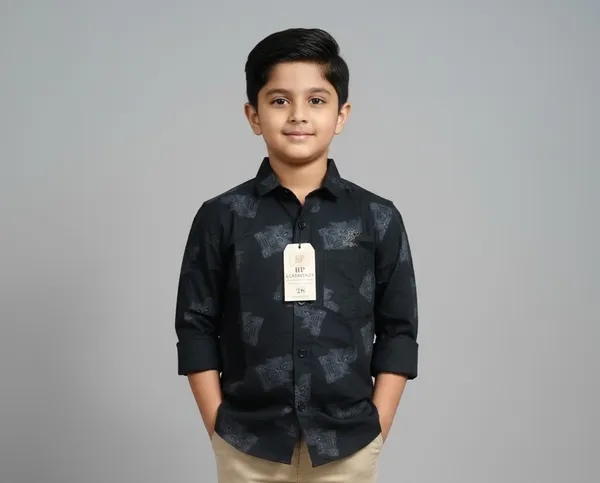 Black_Cotton_Kids_Printed_Shirt_For_Kids