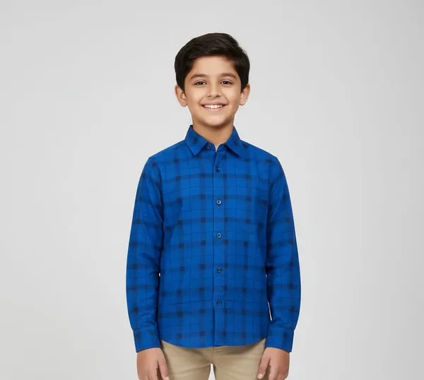 Royal_Blue_Cotton_Kids_Check_Shirt_For_Kids
